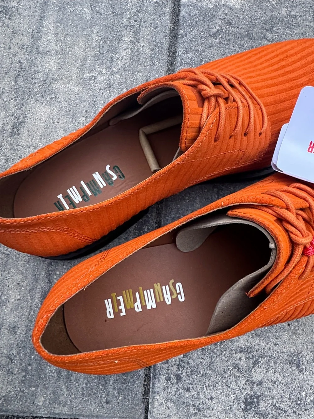 Camper orange twins oxords. mismatched, asymmetrical design details Size 44/10.5